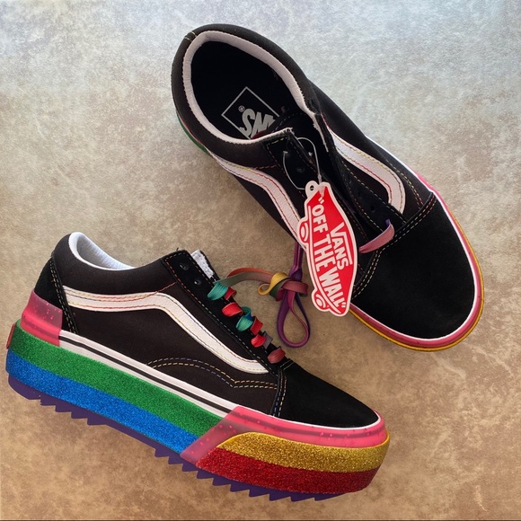 vans old skool stacked glitter sneaker